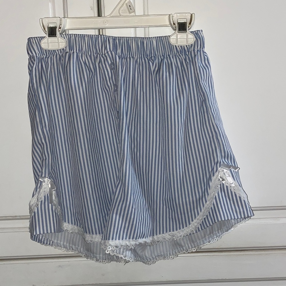 Blue Striped Women's Pajama Shorts